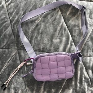 Iris & Rainbow Cloud Purple Quilted Crossbody Bag